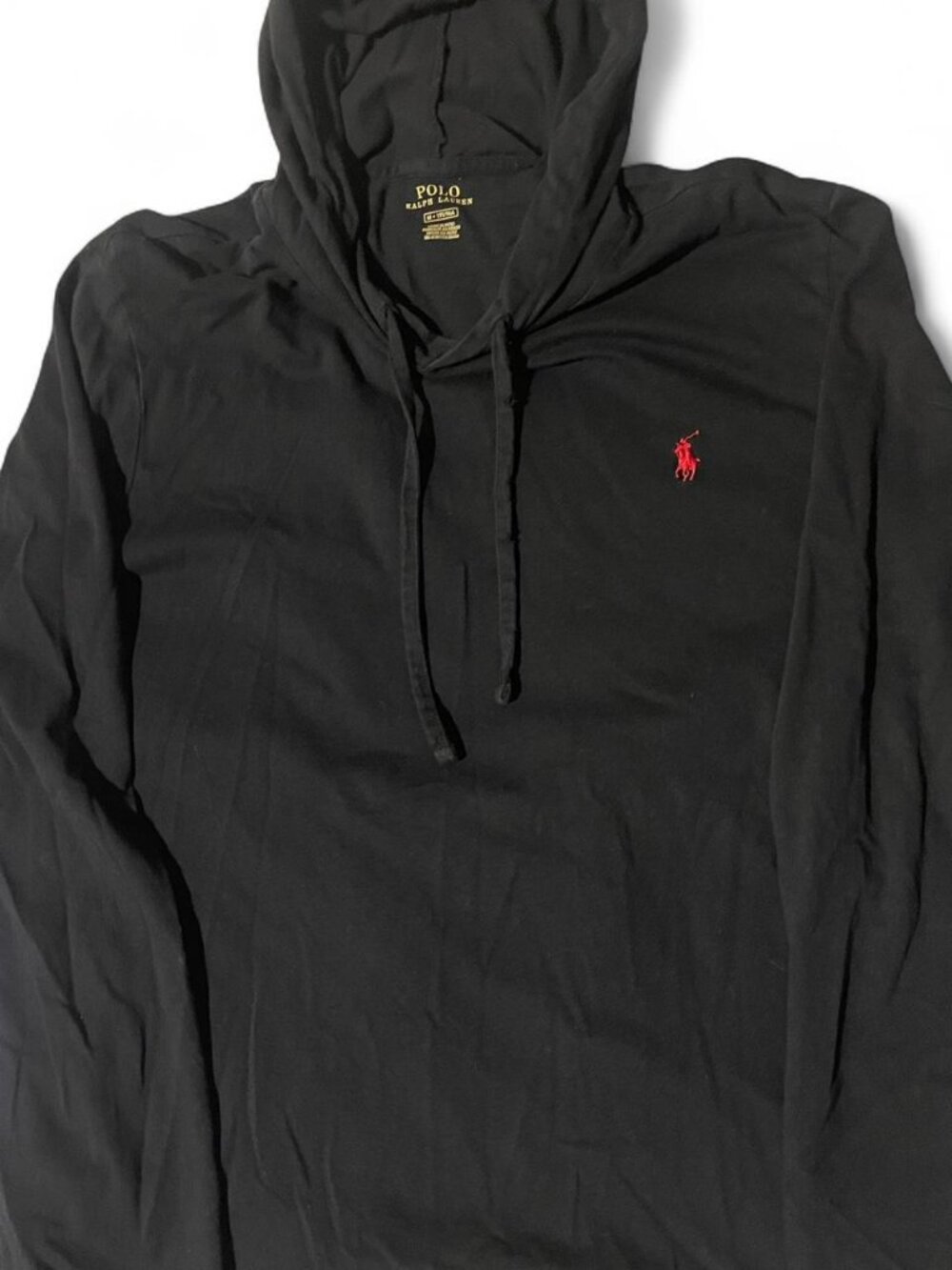Polo Ralph Lauren Men's Long Sleeve Hooded T-Shirt - Black w/ Red Pony - Size M